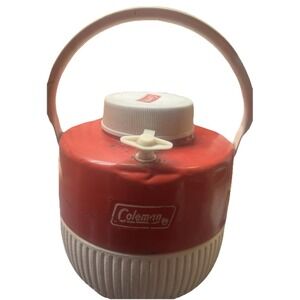 1978 Coleman 1 Gallon Water Jug Cooler - Red‎ / White with Cup